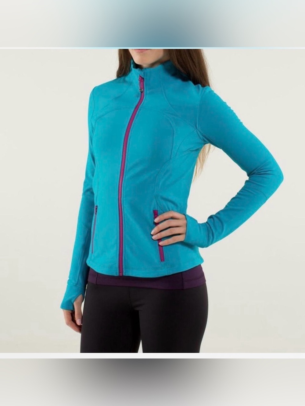lululemon athletica Teal Full-Zip Utility Jacket with Magenta Accents